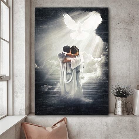 Man hugging Jesus in heaven Jesus Portrait Canvas Prints - Canvas ...