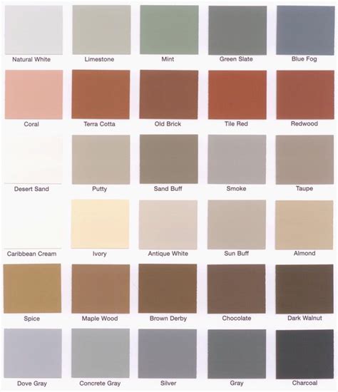 Behr Deck Paint Color Chart