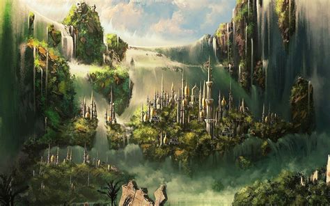 Fantasy City Artistic Fantasy Wallpaper | Fantasielandschaft, Fantasieschloss, Fantasie hintergrund