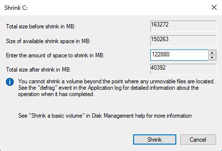 Shrink C drive in Windows Server 2016 without losing data