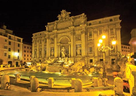 Fontana Di Trevi by Night Rome Stock Image - Image of destination ...