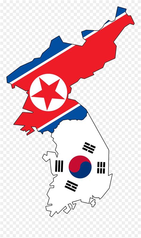 a map with the flag of korea on it, and an area that is divided by two