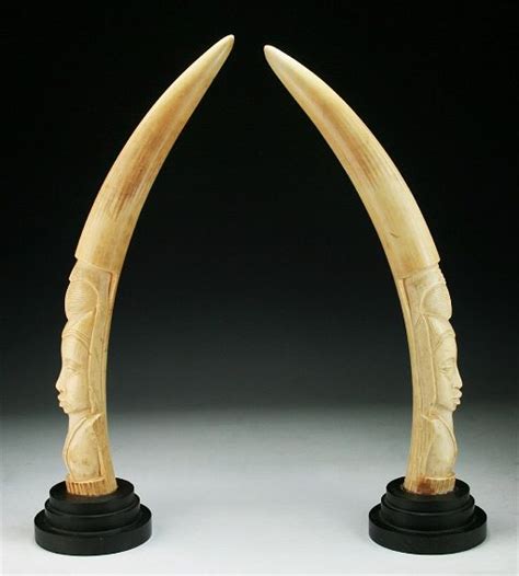 Pair Antique African Carved Ivory Tusks With Stands - Sep 13, 2014 | Elegance Gallery ...