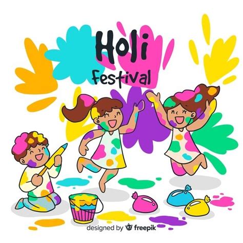 Download Hand Drawn Kids Holi Festival Background for free | Holi ...