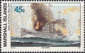 Stamp: HMS Exeter (Marshall Islands(Battle of River Plate) Mi:MH 276,Sn ...