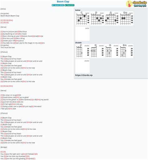 Chord: Boom Clap - tab, song lyric, sheet, guitar, ukulele | chords.vip