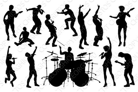 Musicians Rock Pop Band Silhouettes | Singing drawing, Drawing poses ...