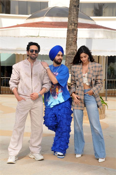 Ananya Panday, Ayushmann Khurrana, Manjot Singh promote their film Dream Girl 2 at Hotel Sun-N ...