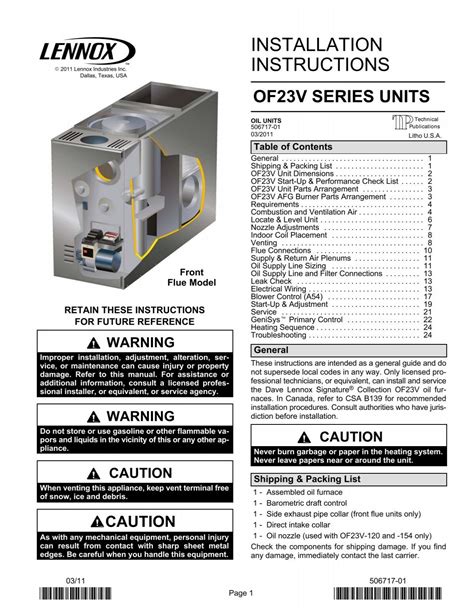 INSTALLATION INSTRUCTIONS - Lennox