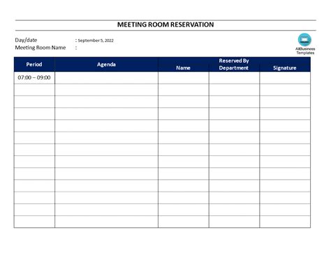 Conference Room Booking Template