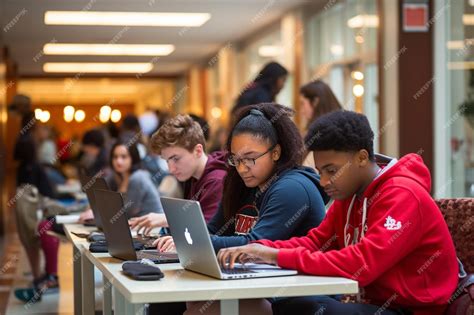 Premium AI Image | Students in a classroom with laptops and a screen that says'the word " on it.