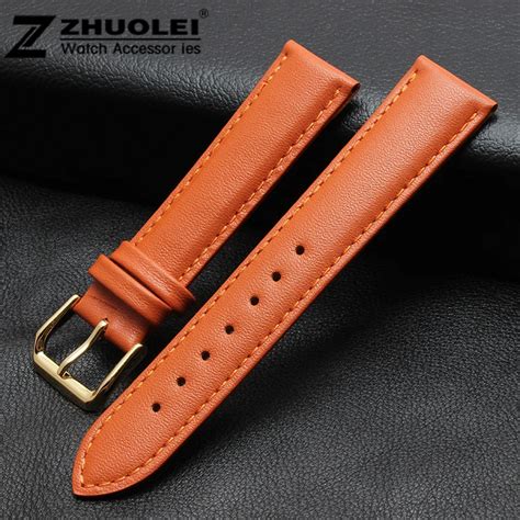 Watch strap 18mm 20mm 22mm Orange Genuine Leather Watch band deployant strap-in Watchbands from ...