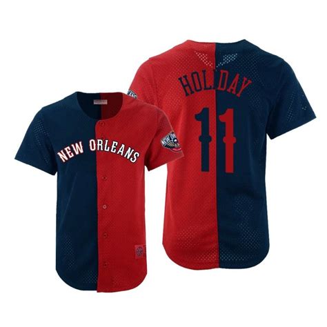 Men Jrue Holiday New Orleans Pelicans #11 Pelicans Navy Red Split Mesh ...