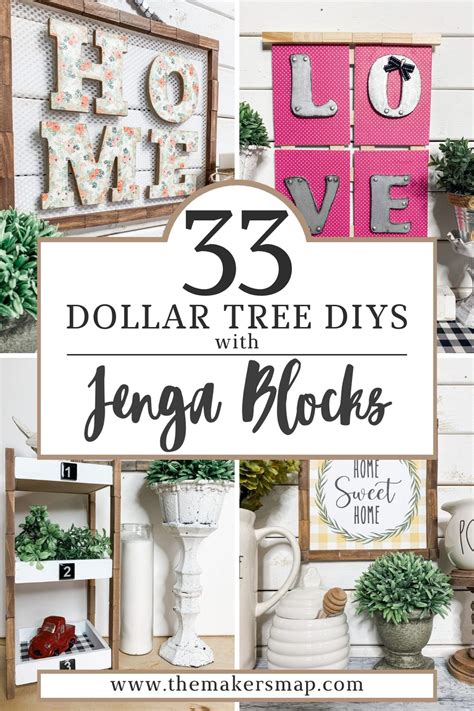 33 Jenga Block Crafts DIY Dollar Tree - Year round and holiday DIY