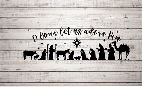 Oh Come Let Us Adore Him Nativity Scene Stencil Christmas | Etsy