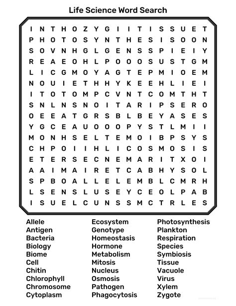 Kids Science Word Search