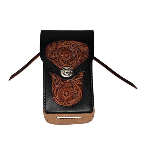 Leather Cell Phone Case - Black Floral