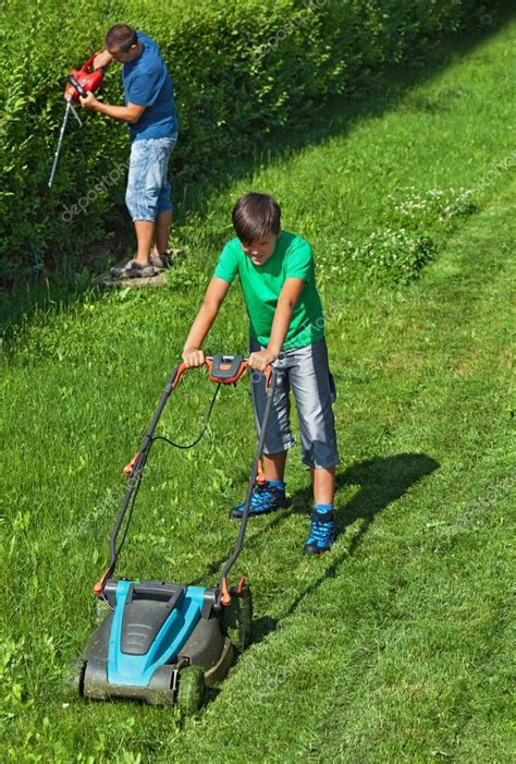 Boy Mowing Lawn Clipart Free