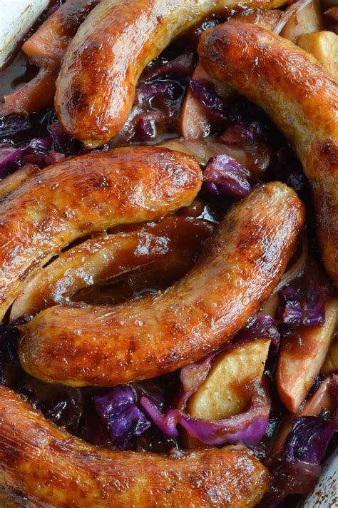 Baked Sausage with Apples and Cabbage - WonkyWonderful