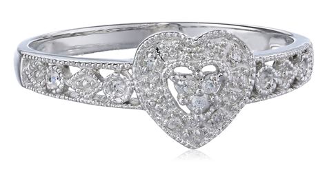 10k White Gold Diamond Heart Ring - Visuall.co