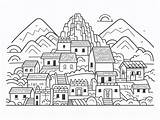A Peruvian Themed Coloring Page For Children  sketch template