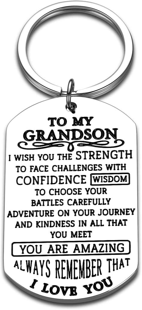 Grandson Keychain Gifts From Grandma Grandpa Grandparents Nana To My Grandson Inspirational High ...