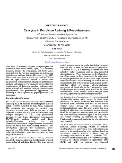 Catalyst in Refining Petrochemicals | PDF | Catalysis | Oil Refinery