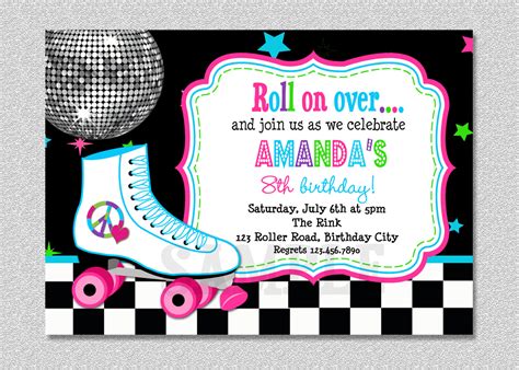 Free Printable Roller Skating Birthday Party Invitations | DOLANPedia ...