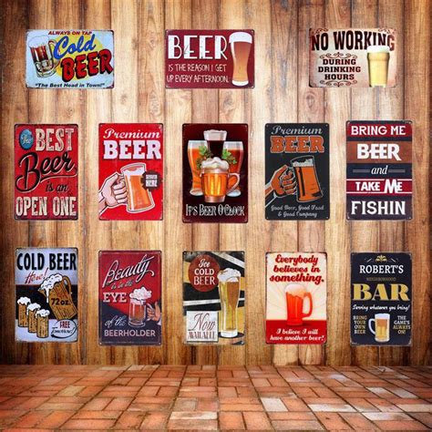 BEER Metal Tin Signs Vintage BAR Pub Home Wall Decor Art Decorative ...