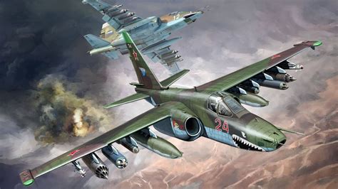 Sukhoi, military, vehicle, aircraft, military aircraft, artwork, SU-25 Frogfoot, dogfight HD ...