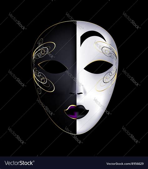 Black-white mask with purple Royalty Free Vector Image