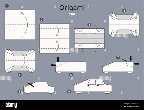 Origami tutorial for kids. Origami cute car Stock Vector Image & Art - Alamy