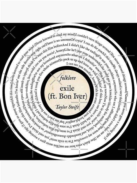 " folklore taylor swift " exile (ft. Bon Iver)" vinyl graphic lyrics" Poster for Sale by ...