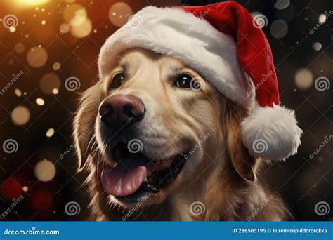 Santa S Little Helper Dog in a Santa Hat Stock Illustration ...