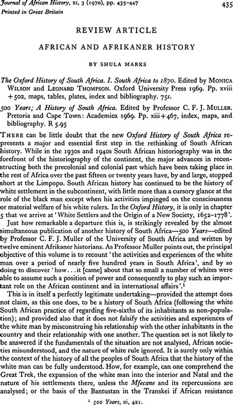 African and Afrikaner History | The Journal of African History ...