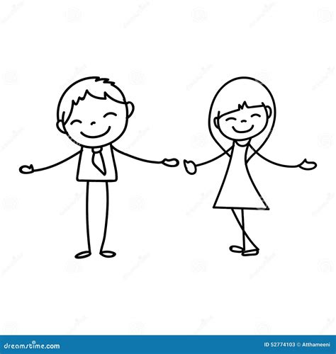 Hand Drawing Cartoon Happy People Stock Vector - Illustration of living ...