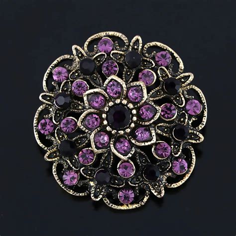 100 PCS/LOT Wholesale Crystal Rhinestones Flower Brooches for Women in Assorted Color Plated-in ...