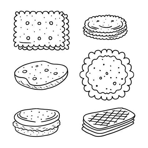 Cookies and biscuits set isolated on white background. Sweet food. Vector hand-drawn ...