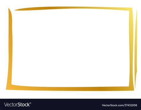 Golden hand draw sketch simple rectangle framefor Vector Image