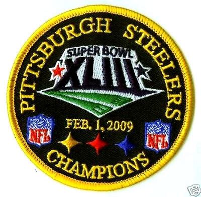 SUPER BOWL XLIII STEELERS SUPERBOWL 43 CHAMPIONS iron-on PATCH | eBay