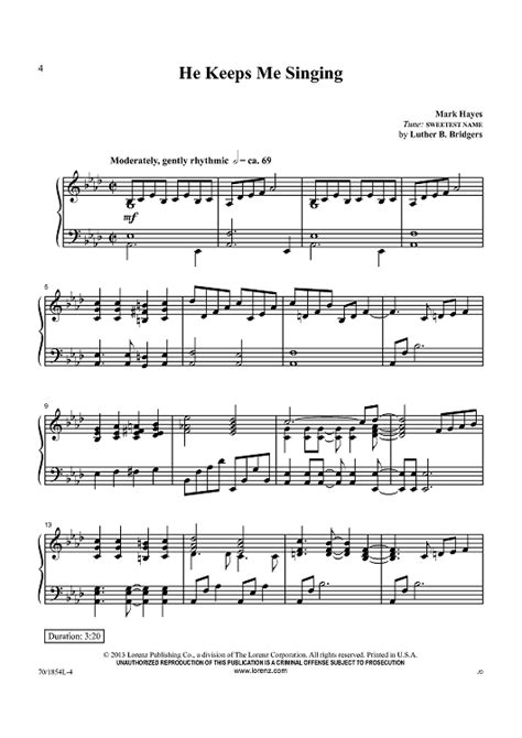 Buy "He Keeps Me Singing" Sheet Music for Piano Solo