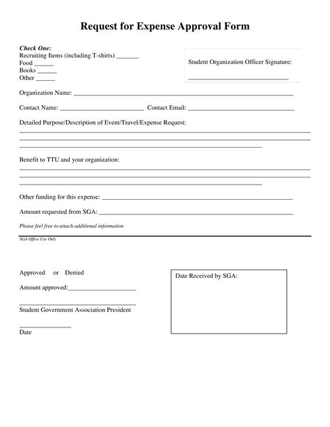 Expense Request Form Template Excel