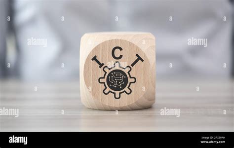 Wooden block with symbol of ict concept Stock Photo - Alamy