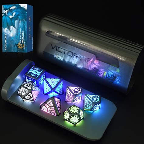 Electronic DND Dice 7Pcs Flashing D&D Dice Glow in The Dark Dice ...