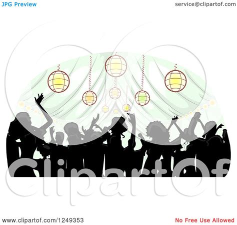 Clipart of a Silhouetted Crowd Dancing Inside a Wedding Reception Party ...