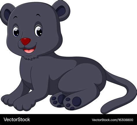 Cute black panther cartoon Royalty Free Vector Image