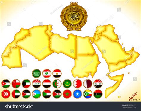 Arab World Map Flags Stock Vector 226631275 - Shutterstock