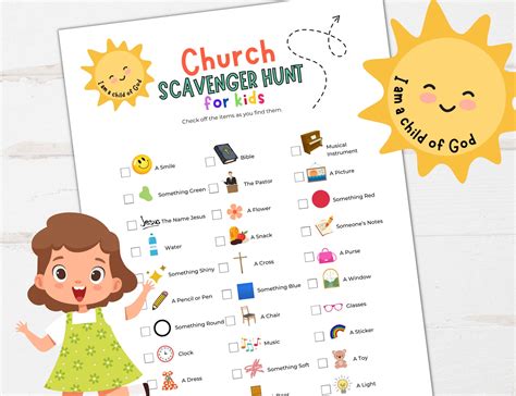 Church Scavenger Hunt for Kids, Sunday School Game, Indoor Scavenger ...