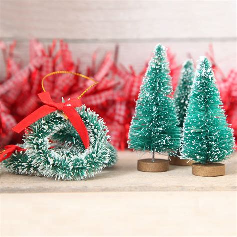 eight mini christmas tree and wreath decorations by red berry apple | notonthehighstreet.com