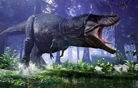 Wallpaper Mural - Tyrannosaurus Rex at lake - Photo Wallpaper